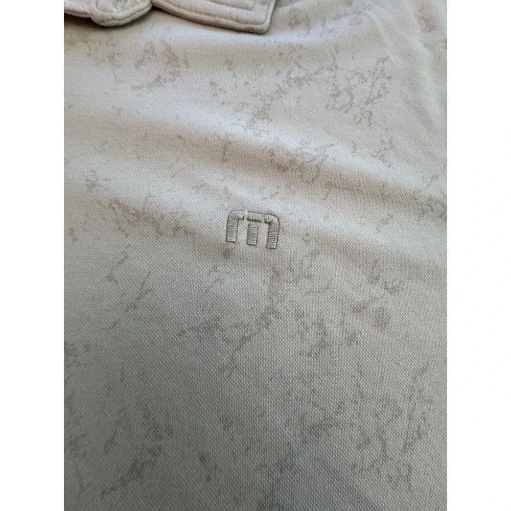 TravisMathew Mens XXL Beige Marble Print Short Sleeve Golf Polo Shirt‎ Tan